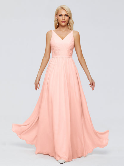 Morgan A-line V Neck Chiffon Bridesmaid Dresses
