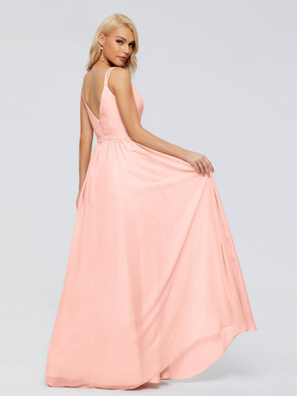 Morgan A-line V Neck Chiffon Bridesmaid Dresses
