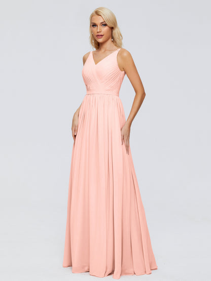 Morgan A-line V Neck Chiffon Bridesmaid Dresses