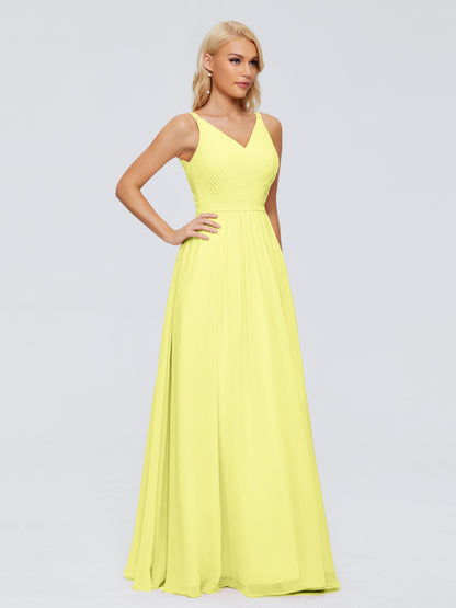 Morgan A-line V Neck Chiffon Bridesmaid Dresses
