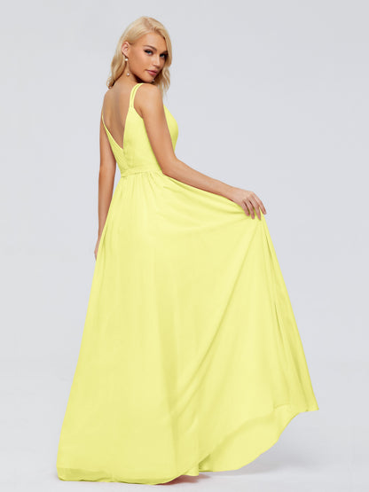 Morgan A-line V Neck Chiffon Bridesmaid Dresses