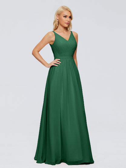 Morgan A-line V Neck Chiffon Bridesmaid Dresses