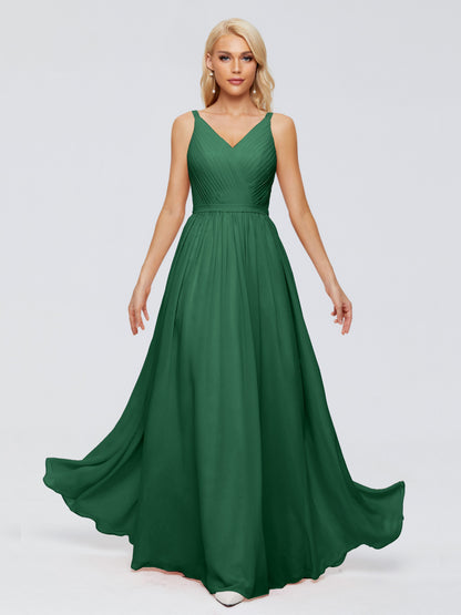 Morgan A-line V Neck Chiffon Bridesmaid Dresses