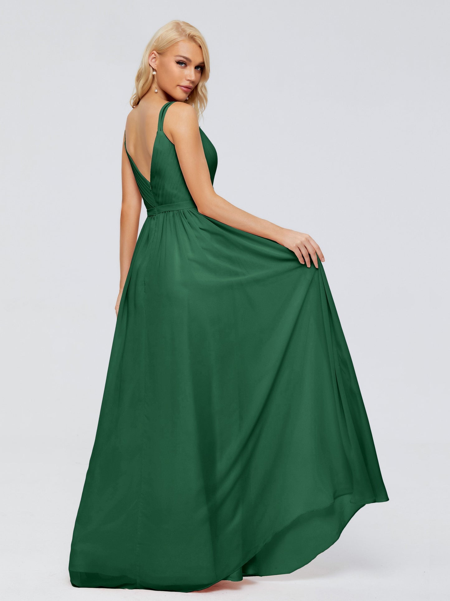 Morgan A-line V Neck Chiffon Bridesmaid Dresses