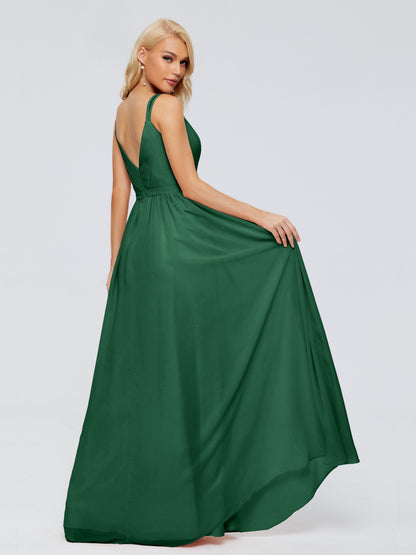 Morgan A-line V Neck Chiffon Bridesmaid Dresses