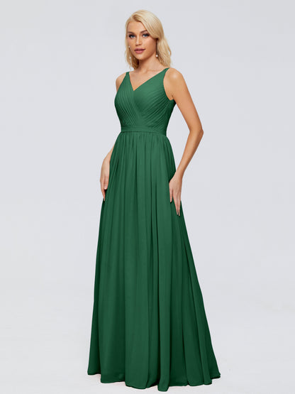 Morgan A-line V Neck Chiffon Bridesmaid Dresses