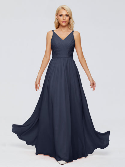 Morgan A-line V Neck Chiffon Bridesmaid Dresses