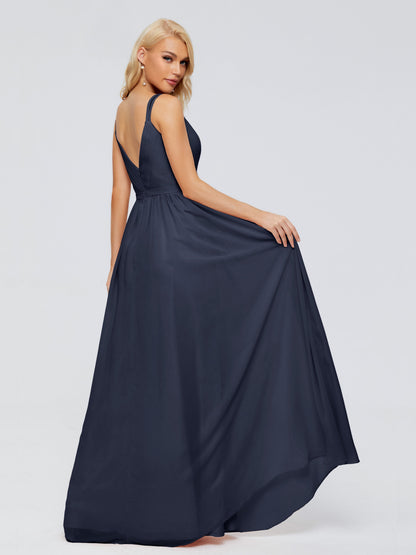 Morgan A-line V Neck Chiffon Bridesmaid Dresses