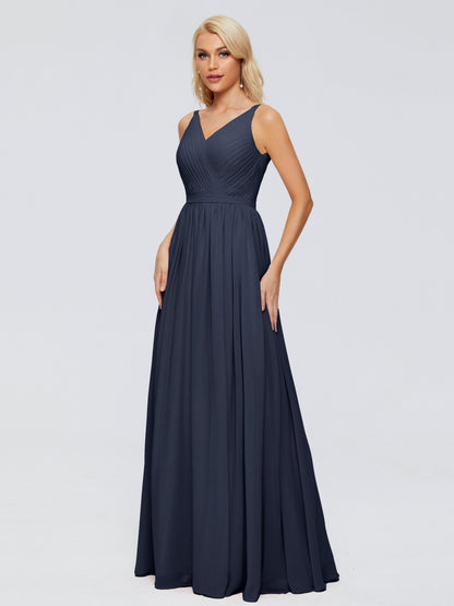 Morgan A-line V Neck Chiffon Bridesmaid Dresses