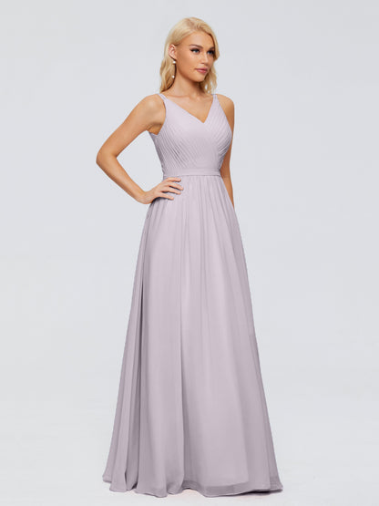 Morgan A-line V Neck Chiffon Bridesmaid Dresses
