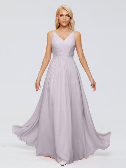 Morgan A-line V Neck Chiffon Bridesmaid Dresses