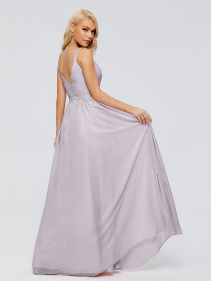 Morgan A-line V Neck Chiffon Bridesmaid Dresses