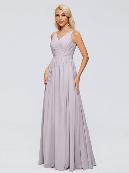 Morgan A-line V Neck Chiffon Bridesmaid Dresses