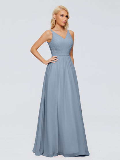 Morgan A-line V Neck Chiffon Bridesmaid Dresses