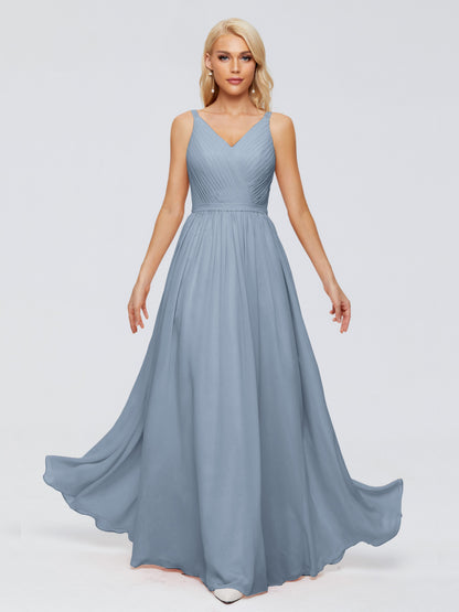 Morgan A-line V Neck Chiffon Bridesmaid Dresses