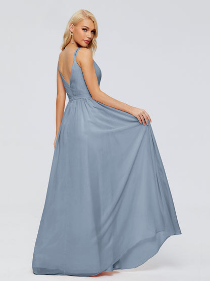 Morgan A-line V Neck Chiffon Bridesmaid Dresses