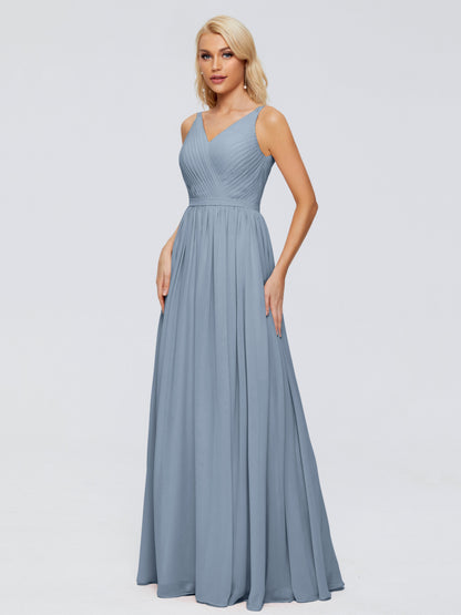 Morgan A-line V Neck Chiffon Bridesmaid Dresses