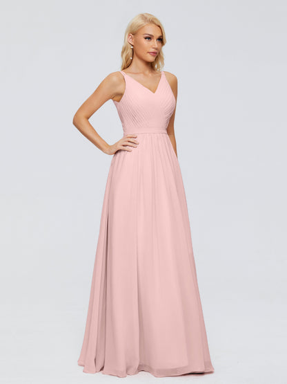 Morgan A-line V Neck Chiffon Bridesmaid Dresses