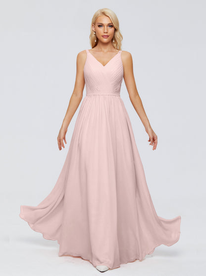 Morgan A-line V Neck Chiffon Bridesmaid Dresses