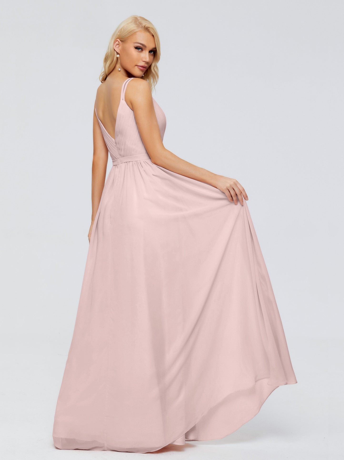 Morgan A-line V Neck Chiffon Bridesmaid Dresses