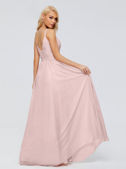 Morgan A-line V Neck Chiffon Bridesmaid Dresses