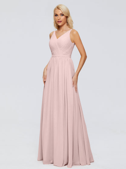 Morgan A-line V Neck Chiffon Bridesmaid Dresses