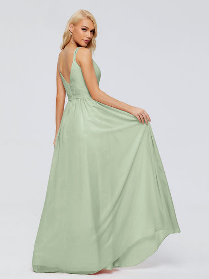 Morgan A-line V Neck Chiffon Bridesmaid Dresses