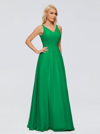 Morgan A-line V Neck Chiffon Bridesmaid Dresses