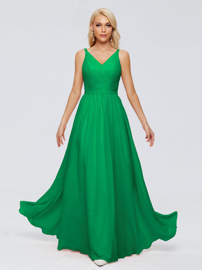 Morgan A-line V Neck Chiffon Bridesmaid Dresses