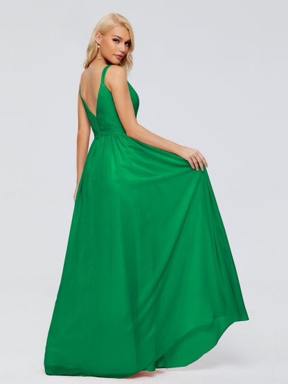 Morgan A-line V Neck Chiffon Bridesmaid Dresses