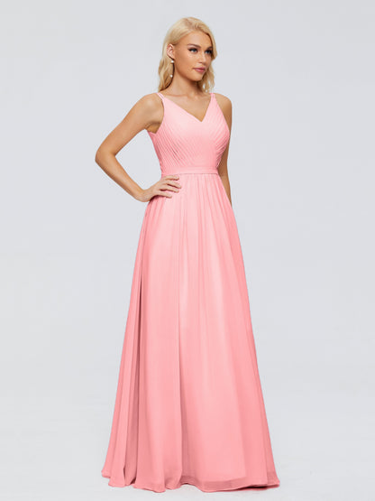 Morgan A-line V Neck Chiffon Bridesmaid Dresses