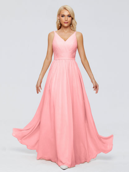 Morgan A-line V Neck Chiffon Bridesmaid Dresses