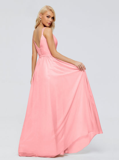 Morgan A-line V Neck Chiffon Bridesmaid Dresses