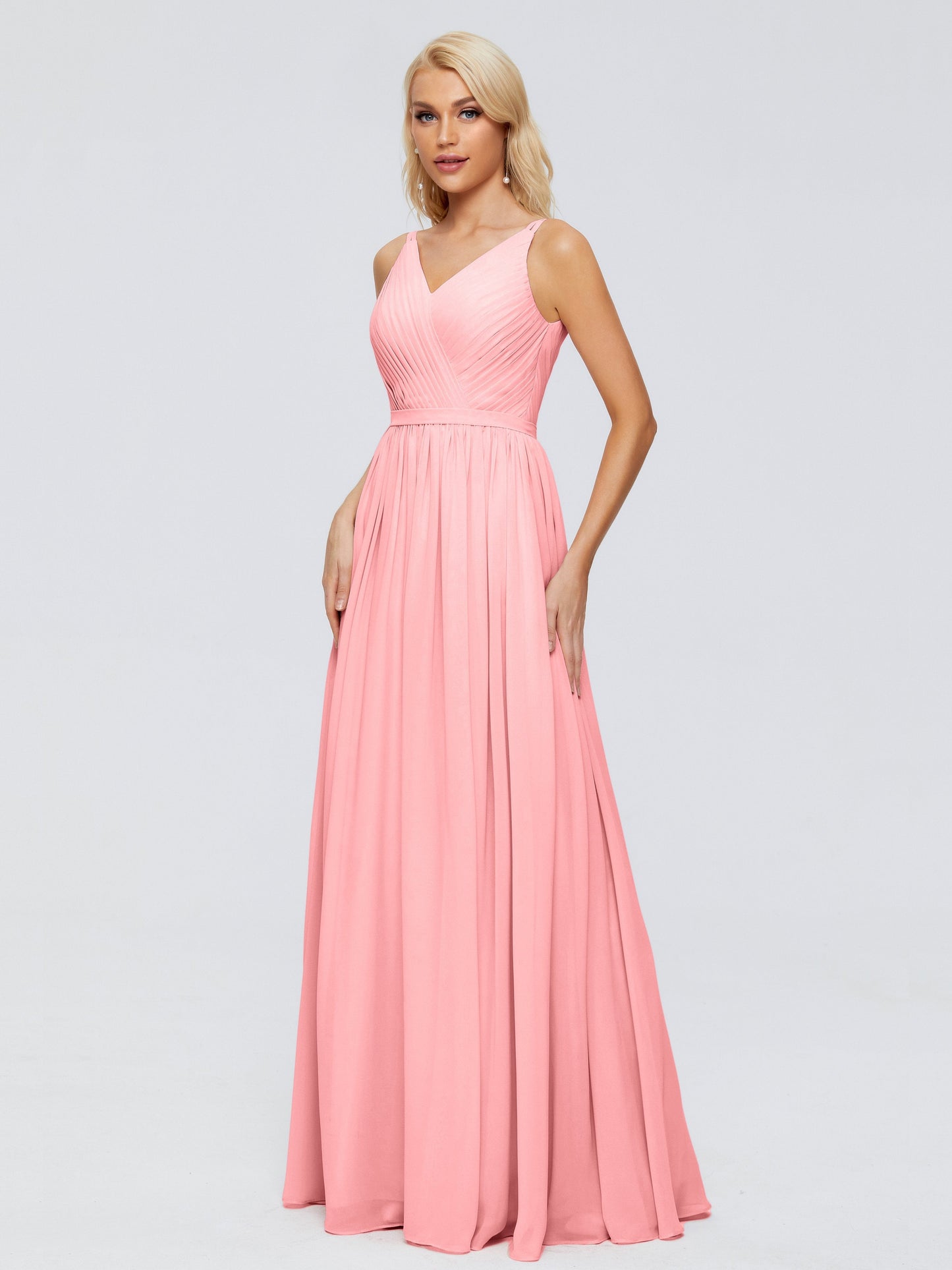 Morgan A-line V Neck Chiffon Bridesmaid Dresses