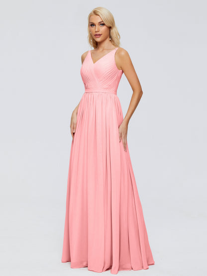 Morgan A-line V Neck Chiffon Bridesmaid Dresses