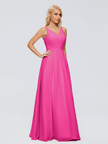 Morgan A-line V Neck Chiffon Bridesmaid Dresses