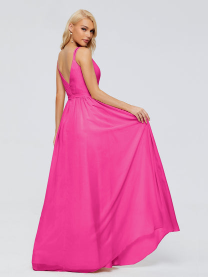 Morgan A-line V Neck Chiffon Bridesmaid Dresses