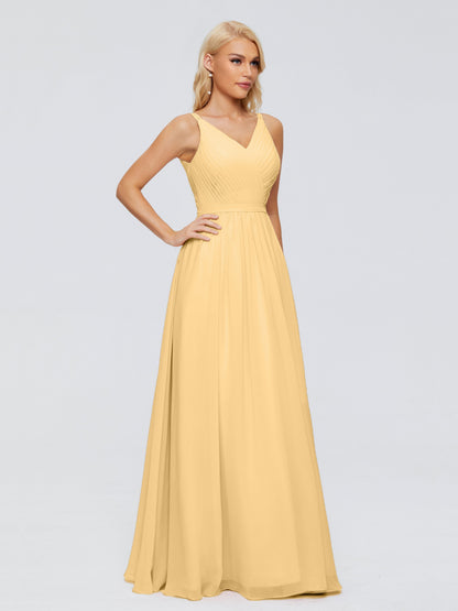 Morgan A-line V Neck Chiffon Bridesmaid Dresses