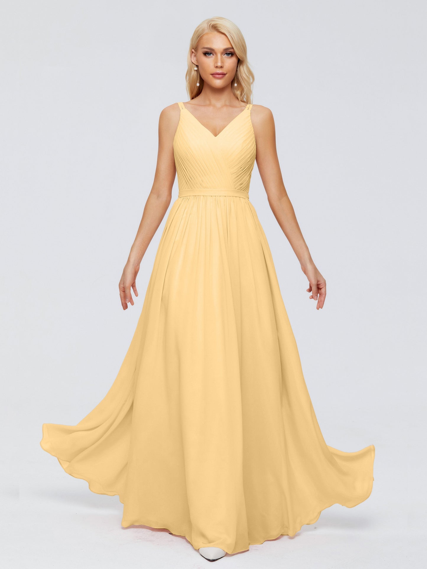 Morgan A-line V Neck Chiffon Bridesmaid Dresses