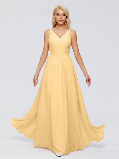 Morgan A-line V Neck Chiffon Bridesmaid Dresses