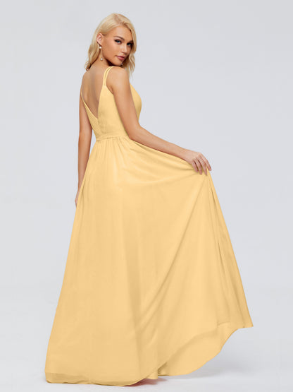 Morgan A-line V Neck Chiffon Bridesmaid Dresses