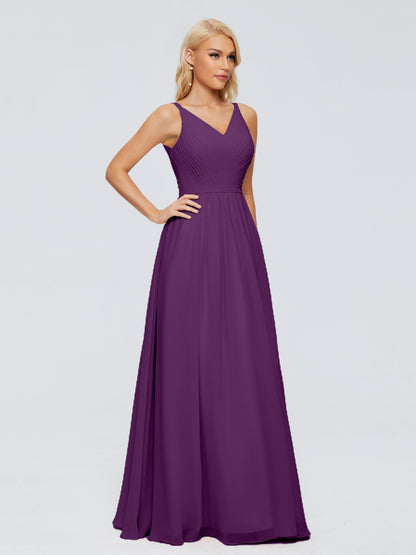 Morgan A-line V Neck Chiffon Bridesmaid Dresses