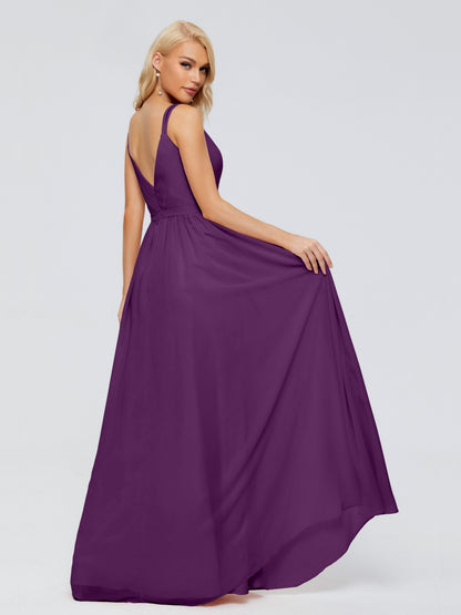 Morgan A-line V Neck Chiffon Bridesmaid Dresses