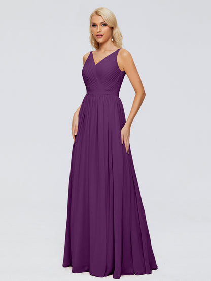 Morgan A-line V Neck Chiffon Bridesmaid Dresses