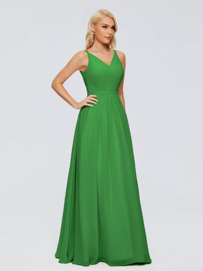 Morgan A-line V Neck Chiffon Bridesmaid Dresses