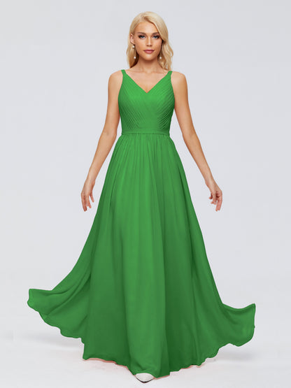 Morgan A-line V Neck Chiffon Bridesmaid Dresses