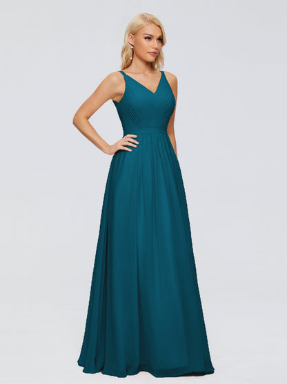 Morgan A-line V Neck Chiffon Bridesmaid Dresses