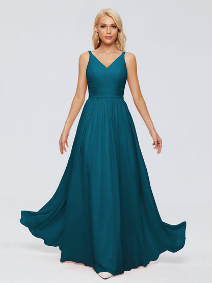 Morgan A-line V Neck Chiffon Bridesmaid Dresses
