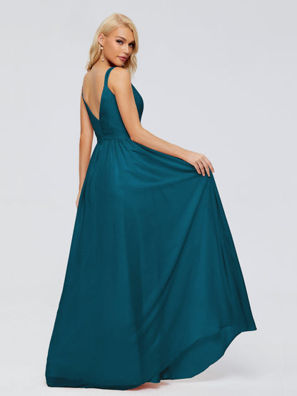 Morgan A-line V Neck Chiffon Bridesmaid Dresses