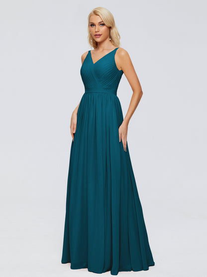 Morgan A-line V Neck Chiffon Bridesmaid Dresses